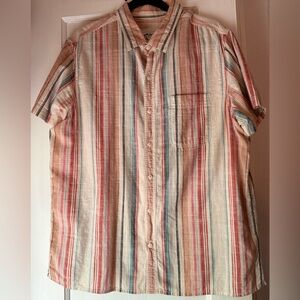 American Eagle Outfitters Red and Blue Casual Button Down Shirt